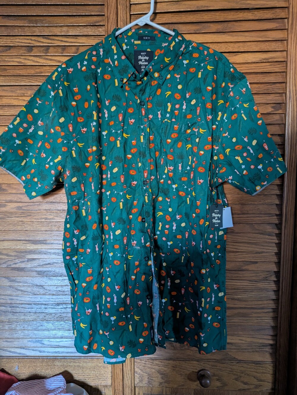 Artistry In Motion NWT Poplin Woven All Over Print Mens Shirt Size XL